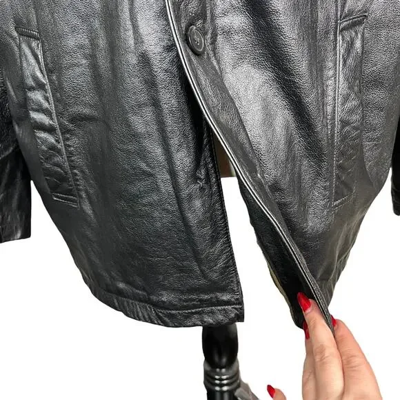 Wilson's Leather VTG 90s Leather Long Blazer Jacket Thinsulate Zip Out Liner 1X